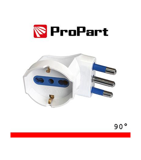 Adattatore schuko 90° spina16A salvaspazio