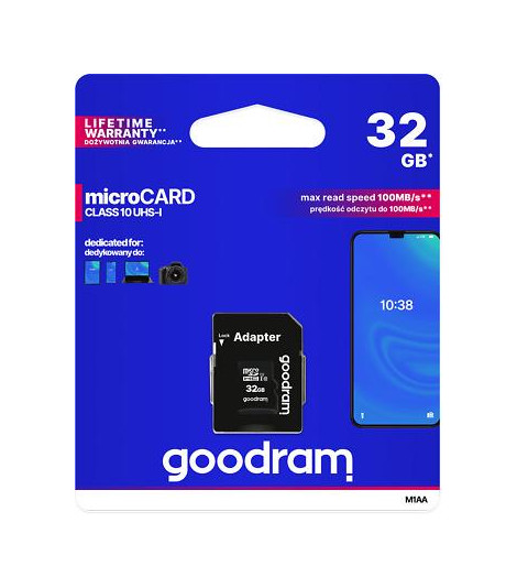 microSD 32GB CARD class 10 UHS I + adapter - retail blister
