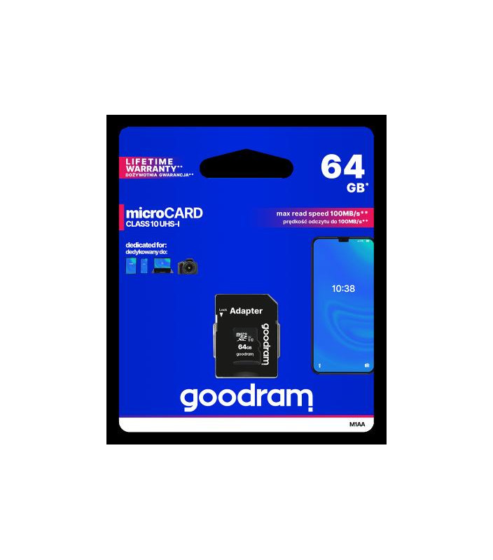 microSD GoodRAM 64GB class 10 UHS I + adpter, ret. blister