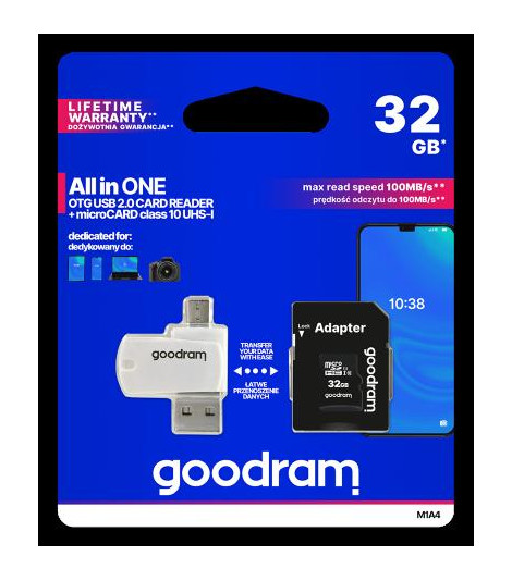 microSD 32GB CARD class 10 + adpter + card reader - blister