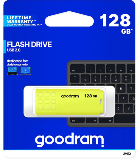 Pendrive GoodRAM 128GB UME2 yellow USB 2.0 - retail blister