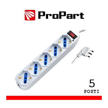 Multipresa 5pos bipasso/schuko spina10A +interr.