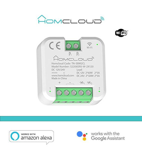 Modulo Pulsante Relè Wi-Fi 12/24V 2CH