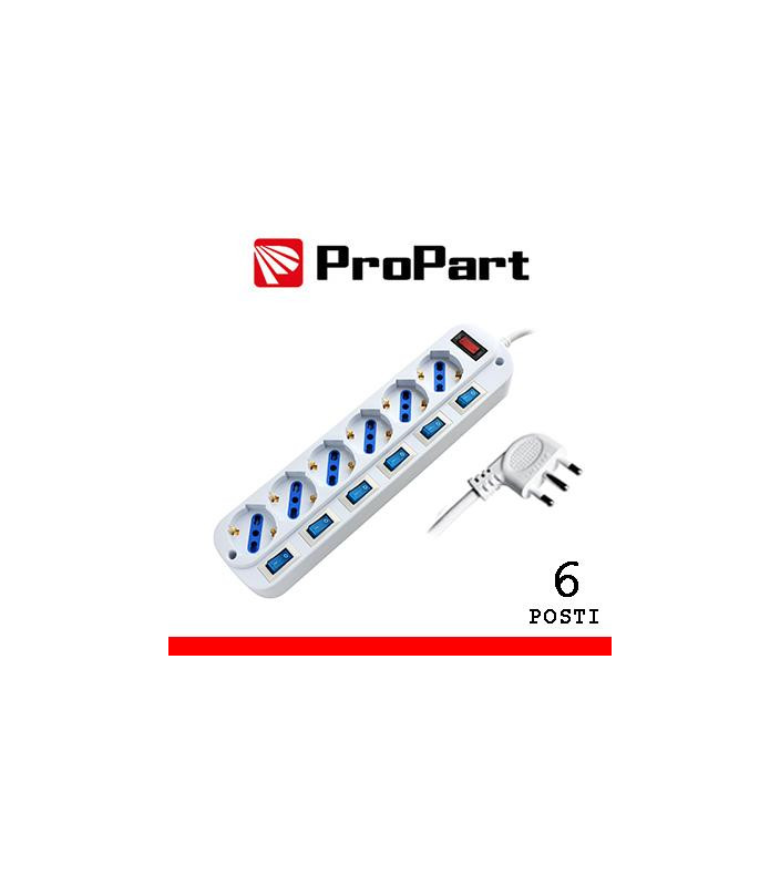 Multipresa 6pos bipasso/schuko spina16A +interr. multipli