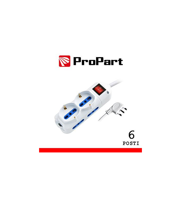 Multipresa 6pos bipasso + bipasso/schuko spina16A +inter 3m