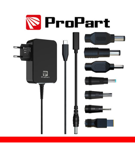 Alimentatore GaN Type C 90W  + 7 Connettori DC nero