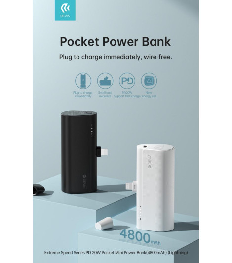 Mini Power Bank 20W 5000mah attacco diretto Lightning Apple