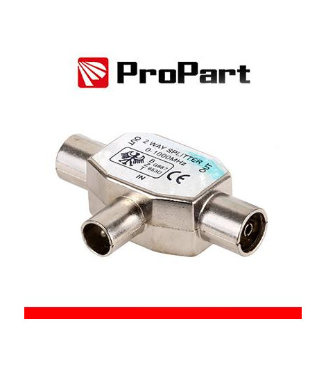 Splitter coax in ottone nichelato - 1 presa/2 spine