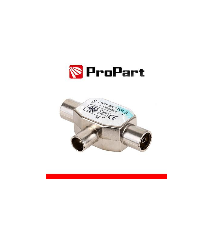 Splitter coax in ottone nichelato - 1 presa/2 spine