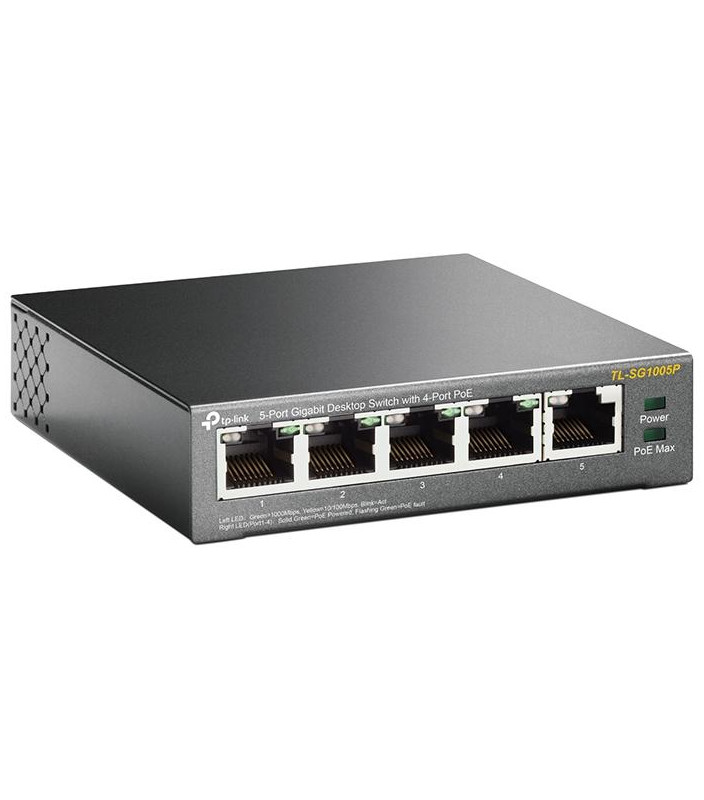 PoE switch 5 porte Gbit 4 PoE max 56W TP-Link TL-SG1005P
