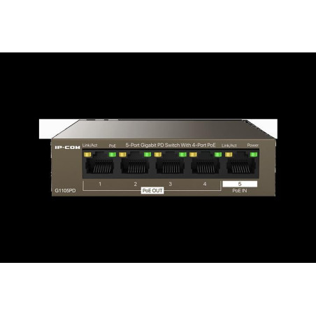 Switch 5 porte Gigabit PD - 4 porte PoE OUT 1 porta PoE IN