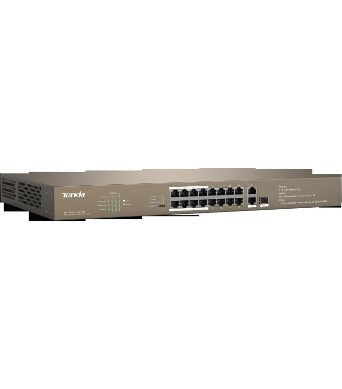 Switch Desktop 16 porte 10/100M PoE 250W + 2 GE