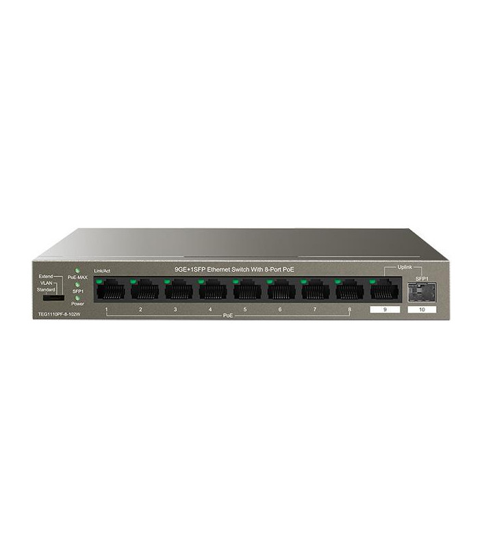 Switch Ethernet 9 porte GE+1SFP con 8-Port PoE 102w