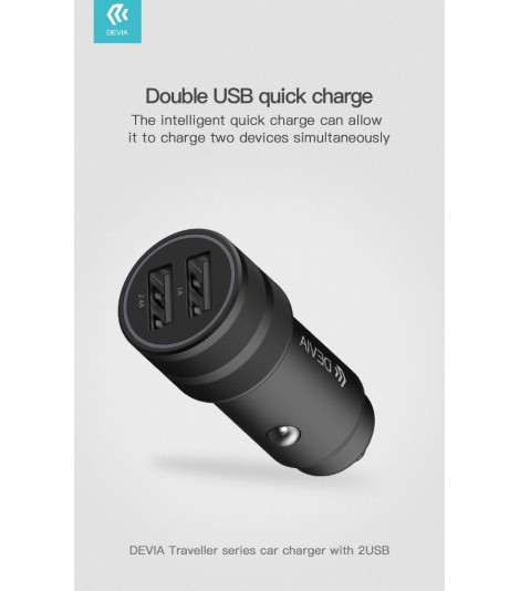 Carica Batterie in metallo 2 USB da auto In 12-24 Volt Nero