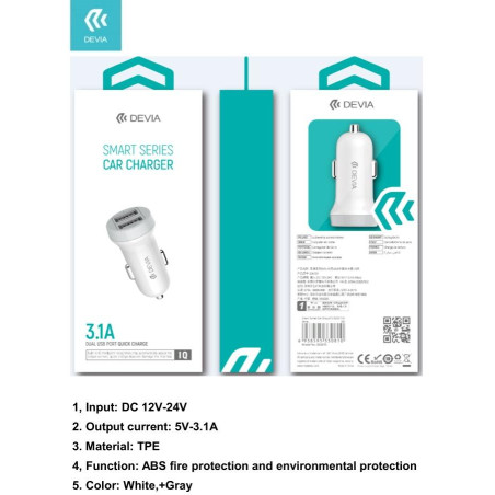 Carica batterie da auto 2 out Usb In DC 12-24V out 5V 3.1A