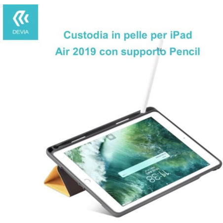 Custodia in pelle per iPad Air 2019 con supporto Pencil Blu