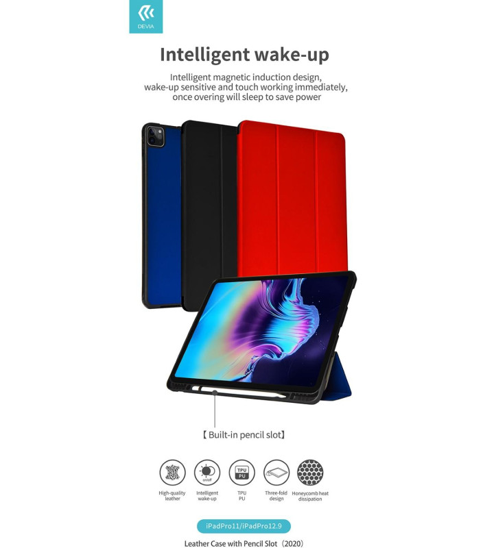 Cover in pelle con supporto pencil per iPad 11 Pro 2020 Nera