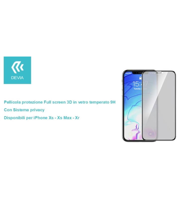 Pellicola Full 3D vetro temperato Privacy per iPhone Xs 5.8