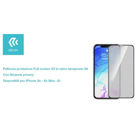 Pellicola Full 3D vetro temperato Privacy per iPhone Xs 5.8