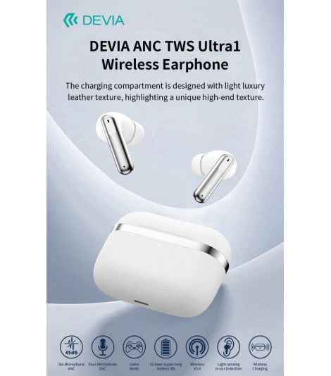 Auricolari carica wireless ANC TWS Ultra1 annullamento rumore esterno Bianchi