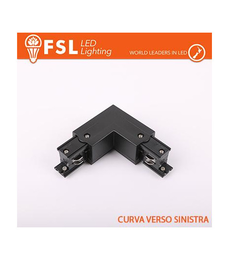 FSL Connettore Forma L sinistra per Binario Trifase - Colore NERO