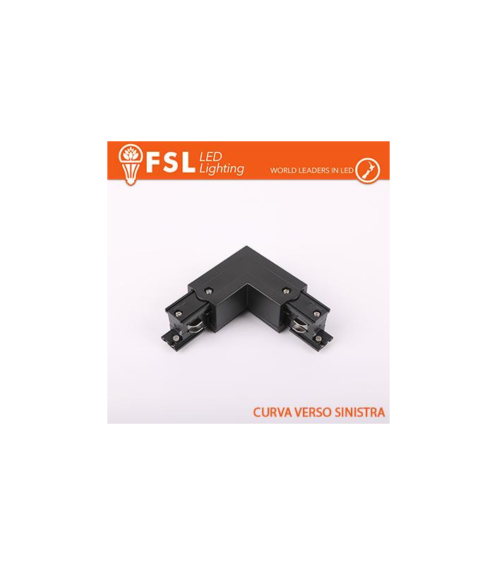 FSL Connettore Forma L sinistra per Binario Trifase - Colore NERO