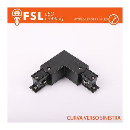 FSL Connettore Forma L sinistra per Binario Trifase - Colore NERO